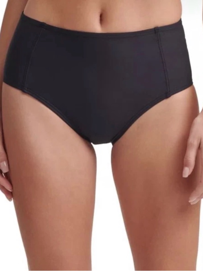 Nwt New Dkny Solid Black High-Waist Bikini Briefs M 8-10 $58